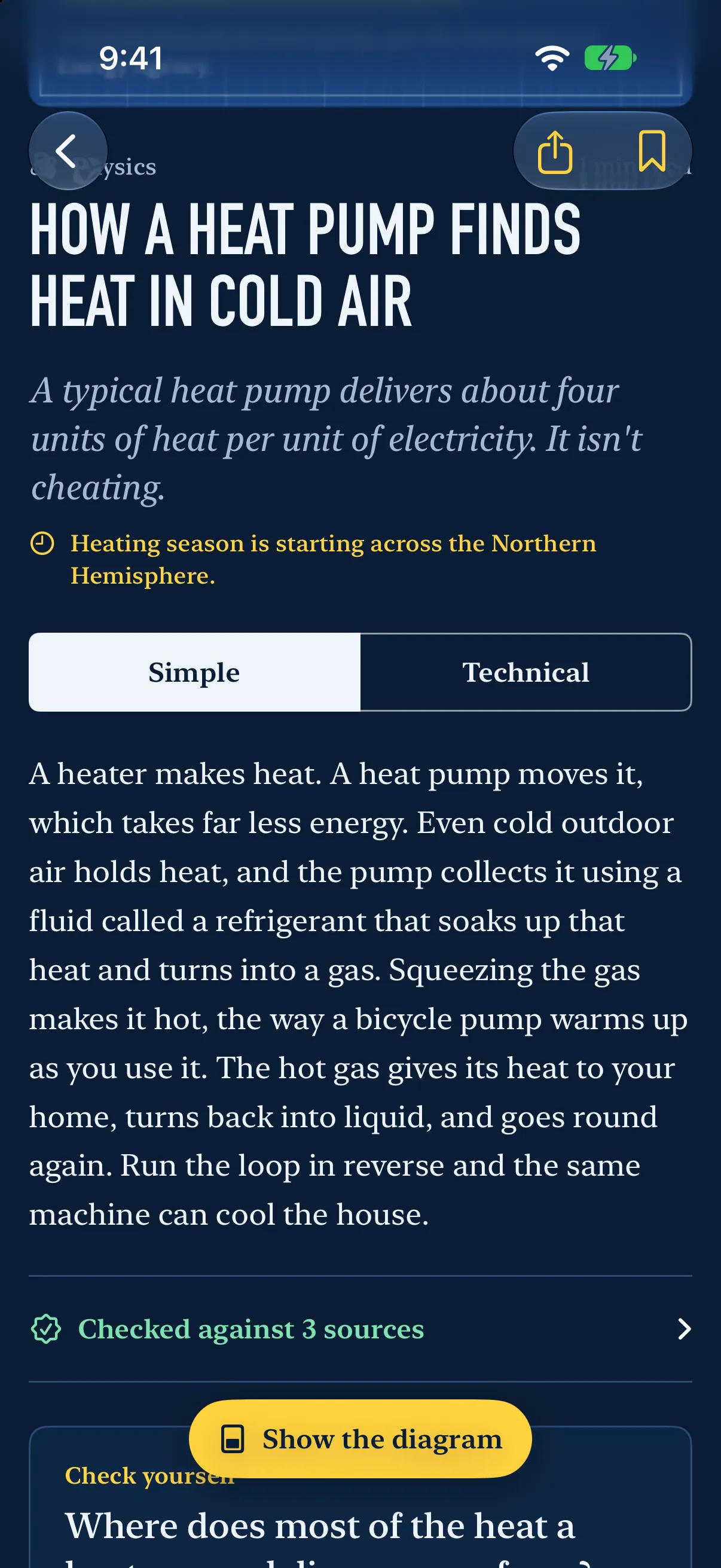 Reading an explanation in Cutaway, including its sources