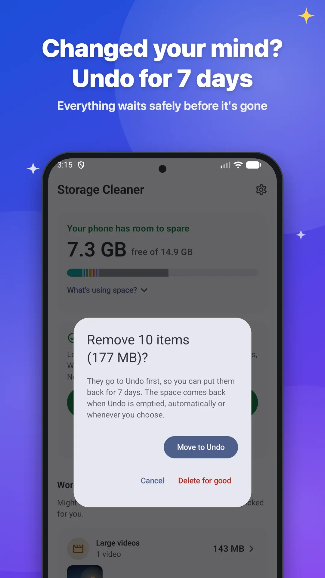 Removing 10 items, which wait in Undo for 7 days